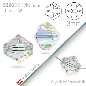 SWAROVSKI  XILION Bead  5328 barva Crystal Aurore Boreale velikost 3mm. Balení 25Ks