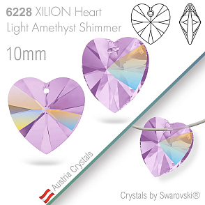 Swarovski XILION Heart 6228. Barva Light Amethyst Shimmer. Velikost 10mm