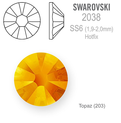 SWAROVSKI XILION rose HOT-FIX velikost SS6 barva TOPAZ 