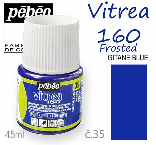 Barva na sklo VITREA 160- vypalovací č.35 GITANE BLUE Frosted (matná) objem 45ml.