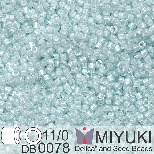 Korálky Miyuki Delica 11/0. Barva Aqua Mist Lined Crystal Luster DB0078. Balení 5g.