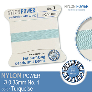 NYLON Power velmi pevná nit GRIFFIN síla nitě 0,35mm barva Turquoise