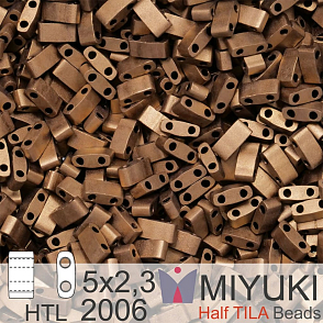 Korálky Miyuki Half Tila. Barva Matte Metallic Dark Bronze HTL 2006. Balení 3g.