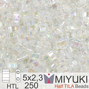 Korálky Miyuki Half Tila. Barva Crystal AB HTL 250 Balení 3g