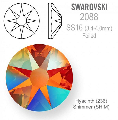 SWAROVSKI 2088 XIRIUS FOILED velikost SS16 barva Hyacinth Shimmer 