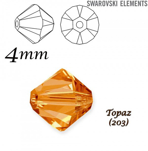 SWAROVSKI XILION BEAD 5328 barva TOPAZ velikost 4mm. Balení 20Ks. 