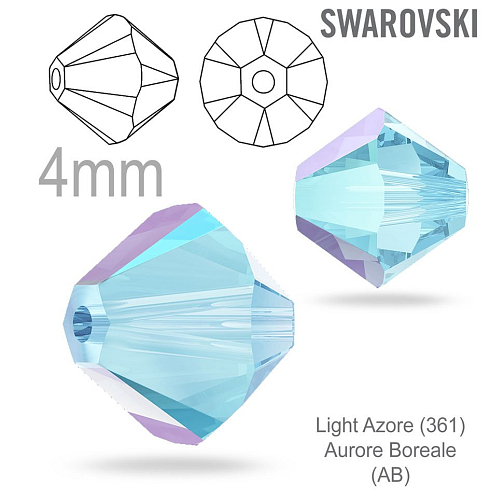 Swarovski 5328 XILION Bead barva Light Azore (361) Aurore Boreale (AB) velikost 4mm. Balení 20Ks