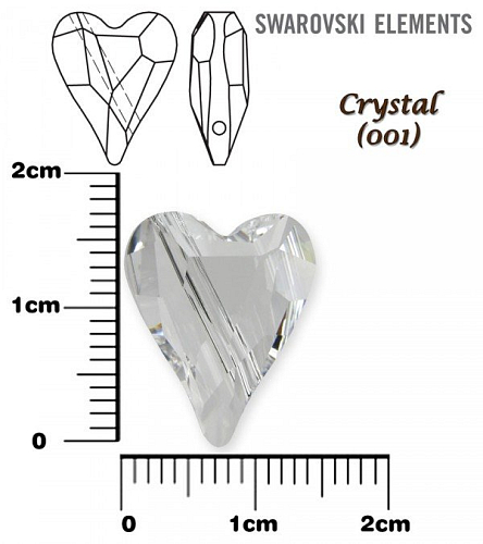 SWAROVSKI KORÁLKY 5743 Heart Bead barva CRYSTAL velikost 17mm.