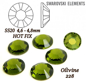 SWAROVSKI xirius rose HOT-FIX velikost SS20 barva OLIVINE 