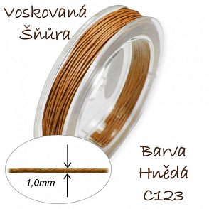 Voskovaná šňůra-síla 1,0mm v barvě hnědé číslo C123