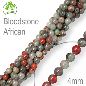 Korálky z minerálů Bloodstone African přírodní polodrahokam. Velikost pr.4mm. Balení 18Ks.