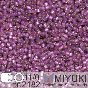 Korálky Miyuki Delica 11/0. Barva Duracoat Semi-Frosted Silverlined Dyed Lilac DB2182. Balení 5g.