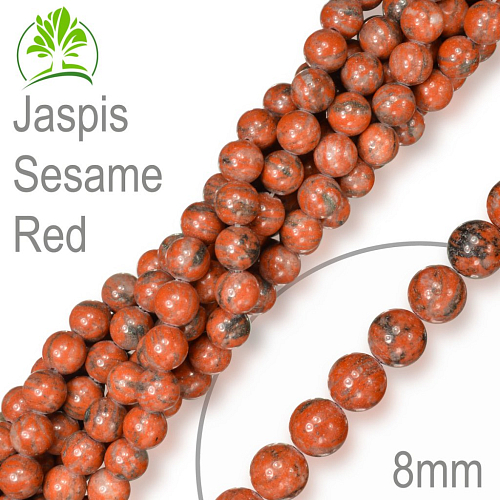 Korálky z minerálů Jaspis Sesame Red přírodní polodrahokam. Velikost pr.8mm. Balení 10Ks.