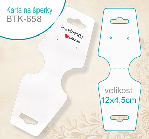 KARTA na šperky BTK 658. Velikost karty 12x4,5cm. Materiál PAPÍR.