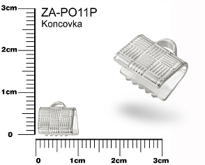 Koncovka zubatá  ZA-PO11S. Barva pokov platina velikost 8x7mm.
