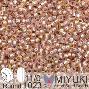 Korálky Miyuki Round 11/0. Barva 1023 S/L Lt Blush AB. Balení 5g.