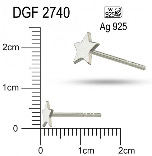 NÁUŠNICE puzeta HVĚZDA ozn. DGF 2740. Materiál STŘÍBRO AG925.váha 0,22g.