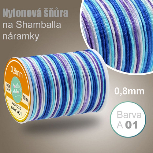 Nylonová šňůra na Shamballa náramky Gradient MIX 01 průměr nitě 0,8mm 10m v balení