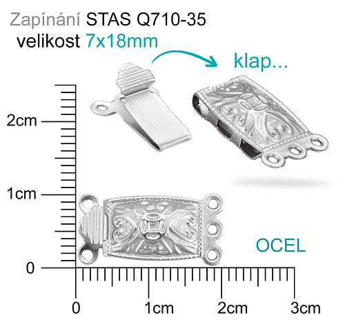 Mechanické zapínání (Záponka)  OCEL ozn.-STAS-Q710-35. velikost 10x20mm