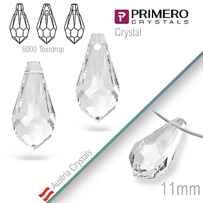 Přívěsky PRIMERO Crystals . Tvar 6000 Teardrop. Barva Crystal. Velikost 11mm