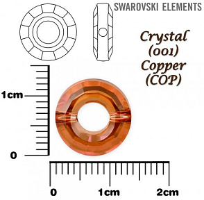 SWAROVSKI ELEMENTS RING BEAD 5139 barva CRYSTAL (001) COPPER (COP) velikost 12,5mm.