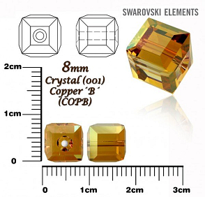 SWAROVSKI CUBE Beads 5601 barva CRYSTAL COPPER´B´ velikost 8mm.