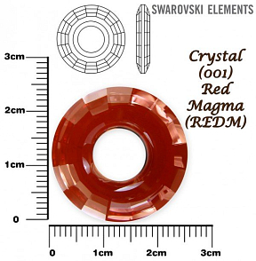SWAROVSKI Disk Pendant 6039 barva CRYSTAL RED MAGMA velikost 25mm.