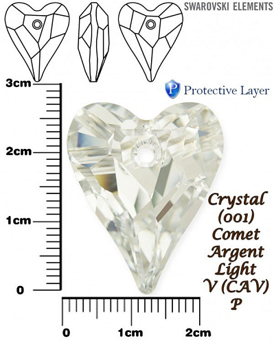 SWAROVSKI Wild Heart Pendant barva CRYSTAL COMET ARGENT LIGHT V (CAV) P velikost 27mm.
