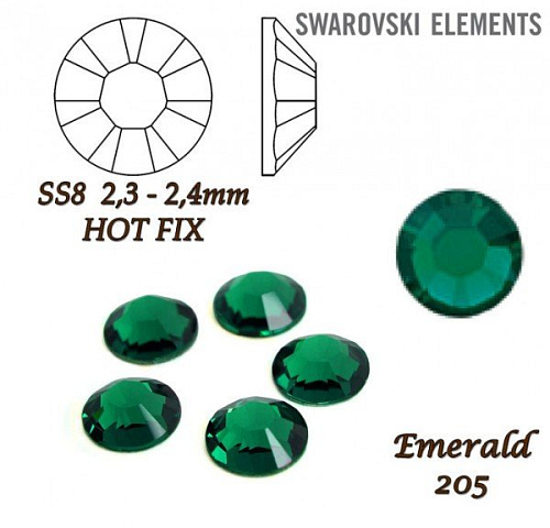 SWAROVSKI xilion rose HOT-FIX velikost SS8 barva EMERALD 