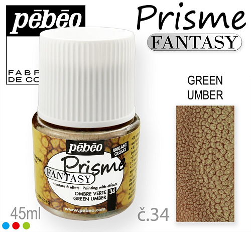 Barva na Šperky PRISME Fantasy Pébéo . barva č.34 GREEN UMBER . Balení 45ml.