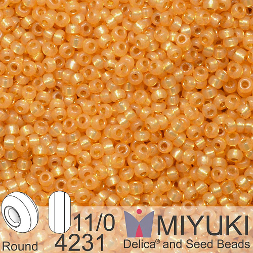 Korálky Miyuki Round 11/0. Barva 4231 Duracoat Silverlined Dyed Golden Flax. Balení 5g