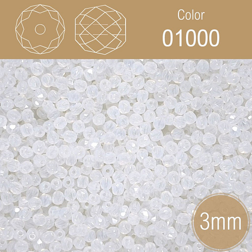 Korálky BROUŠENÉ 3mm. Barva 01000 mléčná bílá. Balení 150Ks.