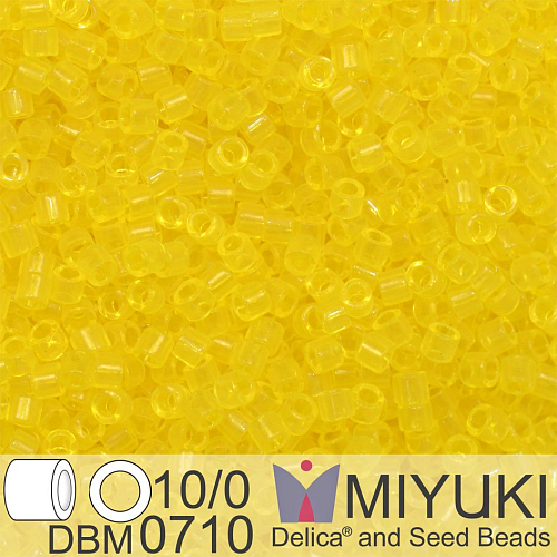 Korálky Miyuki Delica 10/0. Barva Transparent Yellow  DBM0710. Balení 5g.