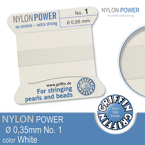 NYLON Power velmi pevná nit GRIFFIN síla nitě 0,35mm barva White