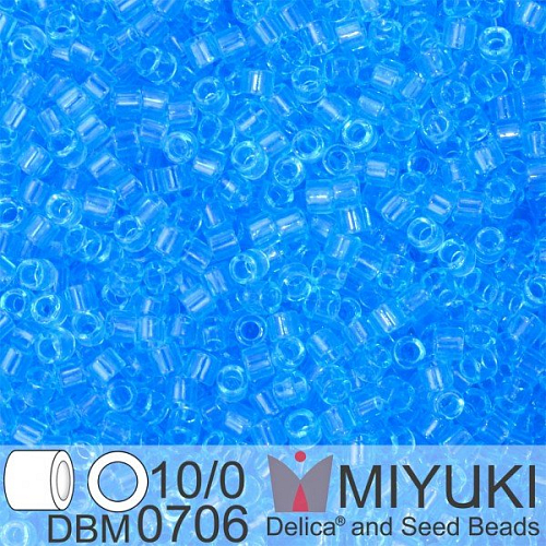 Korálky Miyuki Delica 10/0. Barva Tr Aqua DBM0706. Balení 5g.