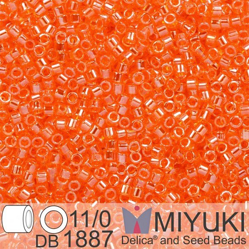 Korálky Miyuki Delica 11/0. Barva Tr Orange Luster  DB1887. Balení 5g.