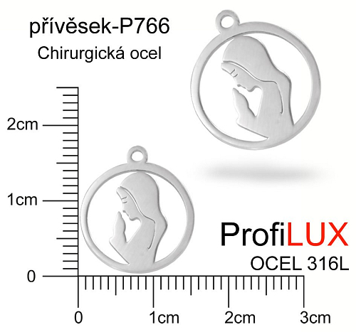 Přívěsek Chirurgická Ocel ozn-P766 MARIE velikost  15x17mm. Řada přívěsků ProfiLUX