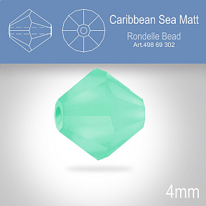 PRECIOSA Bicone MC BEAD (sluníčko) velikost 4mm. Barva CARIBBEAN SEA MATT. Balení 30ks .
