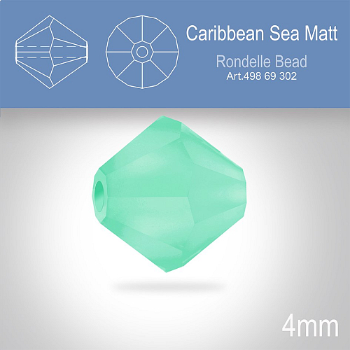 PRECIOSA Bicone MC BEAD (sluníčko) velikost 4mm. Barva CARIBBEAN SEA MATT. Balení 30ks .