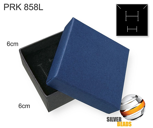 Krabička na šperky. Materiál papír . Ozn. PRK 858L. Velikost 6x6cm. Barva MODRO/Černá
