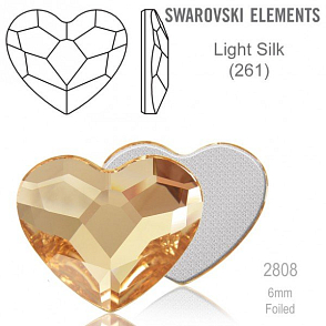 SWAROVSKI 2808 Heart Flat Back Foiled velikost 6mm. Barva Light Silk 