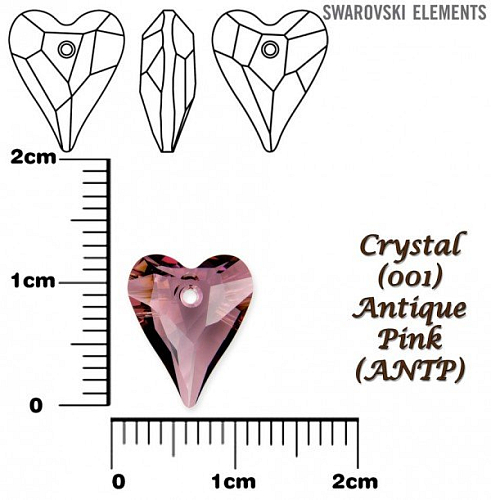 SWAROVSKI Wild Heart Pendant barva CRYSTAL ANTIQUE PINK velikost 12mm