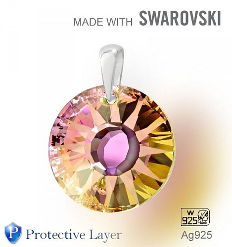 Přívěsek Made with Swarovski 6724 Crystal (001) Vitrail Light (VL)P 19mm+šlupna Ag925