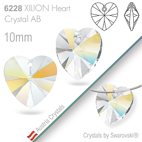 Swarovski XILION Heart 6228. Barva Crystal AB. Velikost 10mm