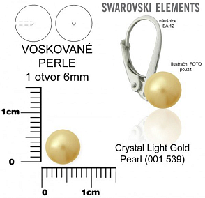 SWAROVSKI 5818 Voskované Perle 1otvor barva CRYSTAL LIGHT GOLD PEARL velikost 6mm.