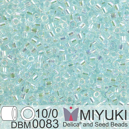 Korálky Miyuki Delica 10/0. Barva Tr Pale Aqua AB DBM0083. Balení 5g.