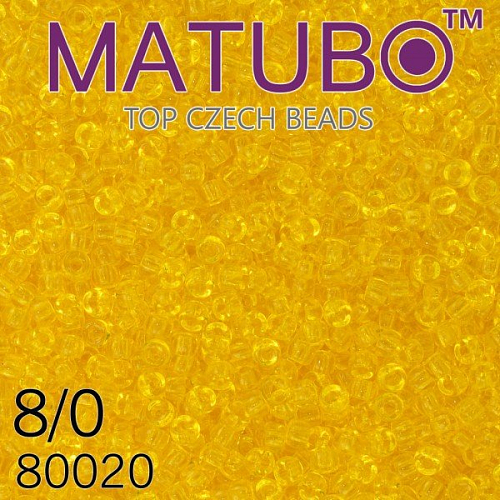 Korálky MATUBO™ mačkané rokajlové korálky. Velikost 8/0 (3,1mm). Barva 80020 JANTAR. Balení 10g.
