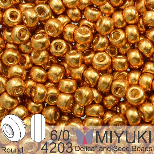 Korálky Miyuki Round 6/0. Barva 4203 Duracoat Galvanized Yellow Gold. Balení 5g