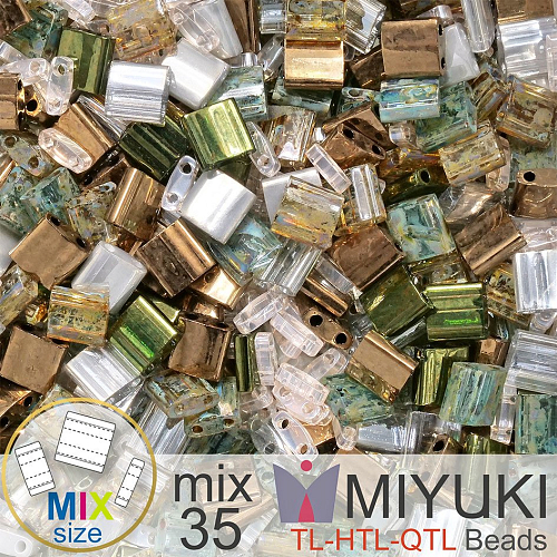 Korálky MIYUKI směs tvar TL-HTL-QTL BEADS . Barva MIX 35 Winter Forest. Balení 5g.