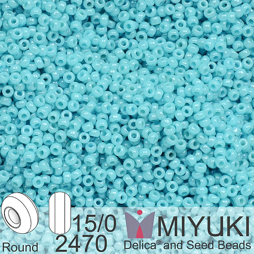 Korálky Miyuki Round 15/0. Barva 2470 Opaque Turquoise Green Luster. Balení 5g.